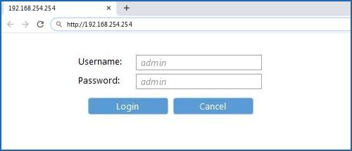 192.168.254.254 default username password